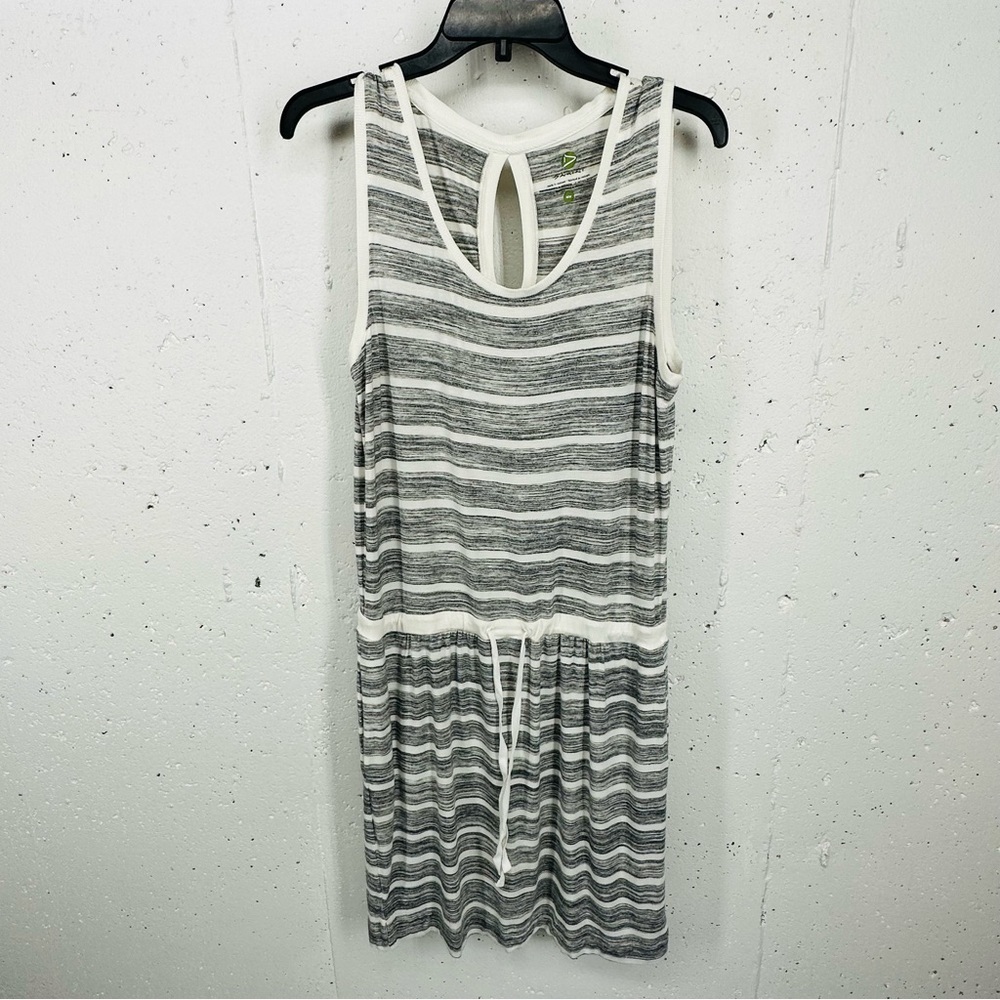 Dakini size Medium White & Gray Drawstring Waist Sleeveless Dress